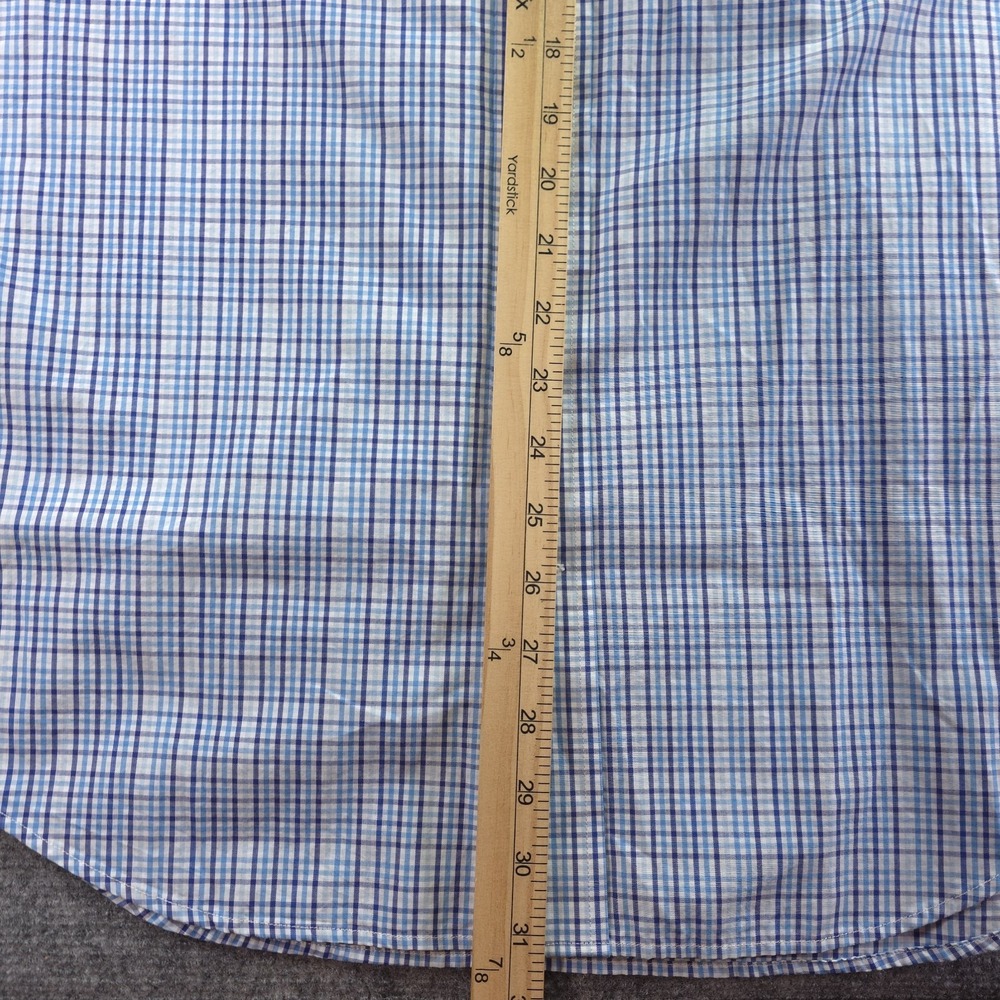Vineyard Vines Whale Shirt Medium Blue Check Long Sleeve Button Down Cotton Logo - Picture 5 of 7
